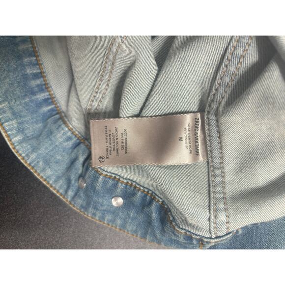 Zadig & Voltaire NWOT Kase Denim Jacket Light Blue in Size M Missing zipper Pull - Picture 6 of 7
